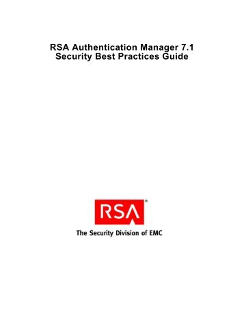 RSA Authentication Manager 7.1 Security Best Practices Guide