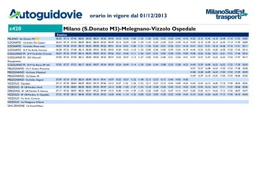 Orario domenica - Milano SudEst Trasporti