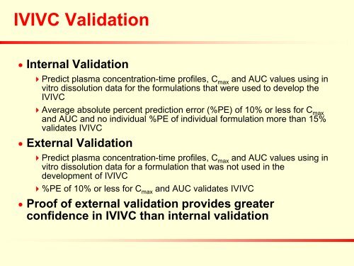 Applications of IVIVC in Formulation Development - PQRI