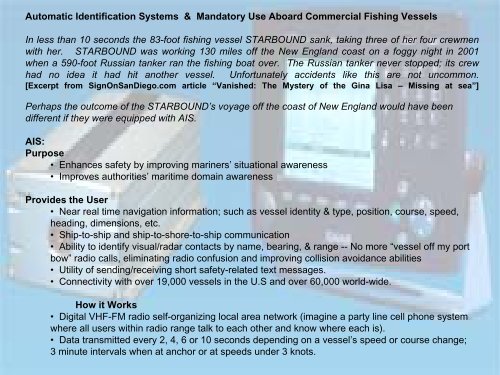 Automatic Identification Systems & Mandatory Use ... - SAFMC.net