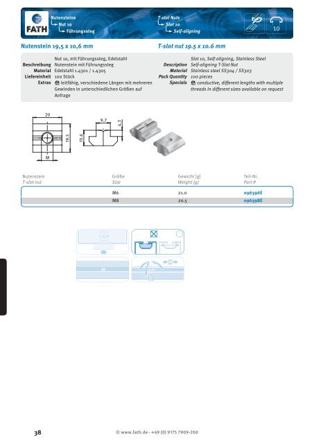 Nutensteine T-slot Nuts Normteile Standard Parts Klemmen Clamps