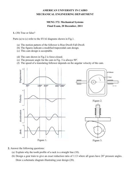 Mechanical Systems Final Exam December 11 1 Mechanical Systems Final Exam December 11 1
