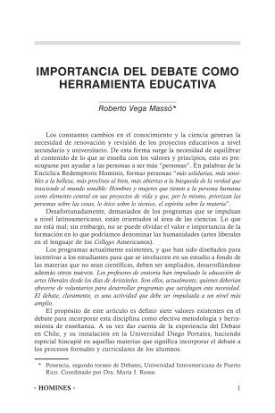 Importancia del debate como herramienta educativa - HOMINES