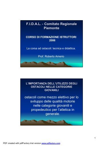 La corsa ad ostacoli: tecnica e didattica - Fidal Piemonte