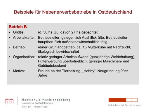 Nebenerwerb in Ostdeutschland - etwas Besonderes?, Prof. Dr ...