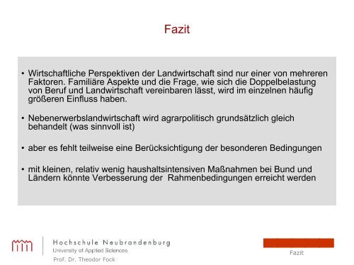 Nebenerwerb in Ostdeutschland - etwas Besonderes?, Prof. Dr ...