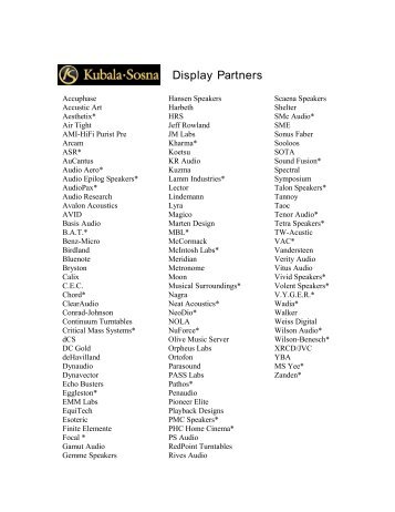 Display Partners - Audio Art, avd. Norsk Hi-Fi Center