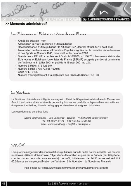 Lien Administratif - Eclaireuses et Eclaireurs Unionistes de France