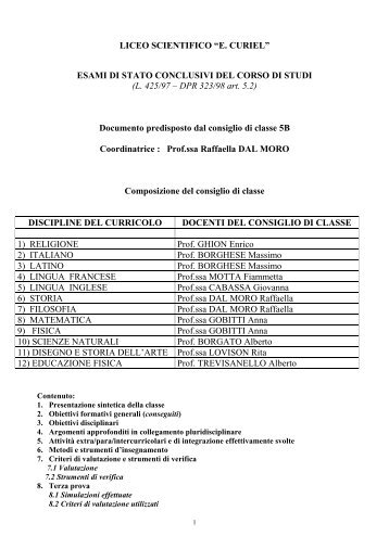 Classe 5 B - Liceo Scientifico "E. Curiel"