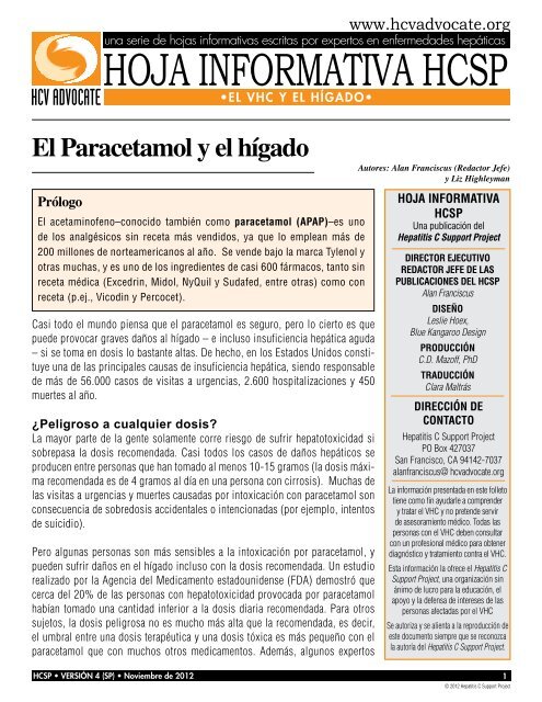 El paracetamol y el hÃƒÂ­gado (Tylenol) - HCV Advocate