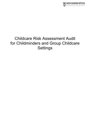 Childcare Risk Assessment Audit for Childminders and Group ...