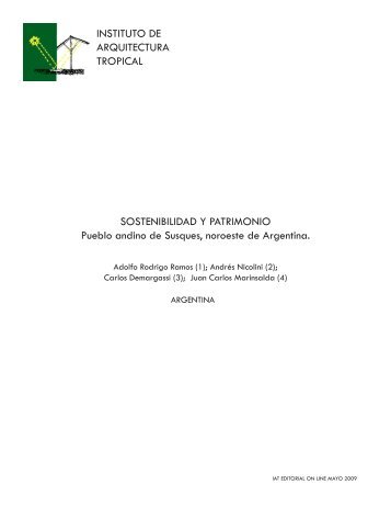 Sostenibilidad y Patrimonio .indd - Instituto de Arquitectura Tropical