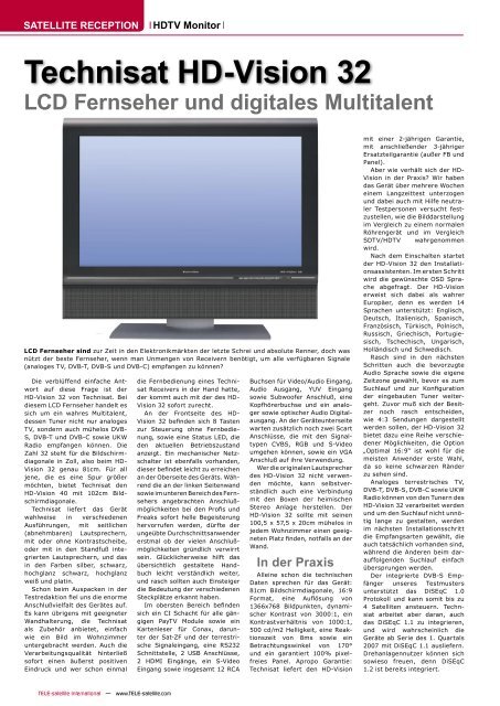 Technisat HD-Vision 32 - TELE-satellite International Magazine