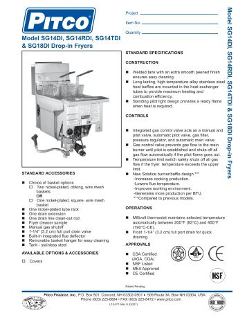 Solstice Gas Fryers - Pitco