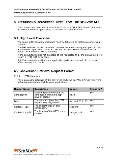 SpinVox API Specification - The Paginator