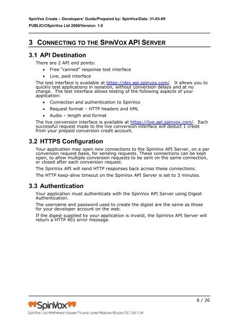 SpinVox API Specification - The Paginator