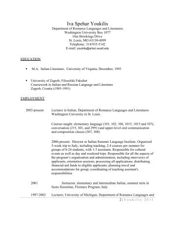 Curriculum Vitae [pdf] - Romance Languages and Literatures