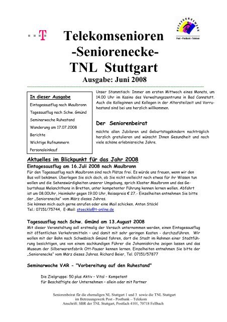 Telekomsenioren -Seniorenecke- TNL Stuttgart - TNL Senioren ...