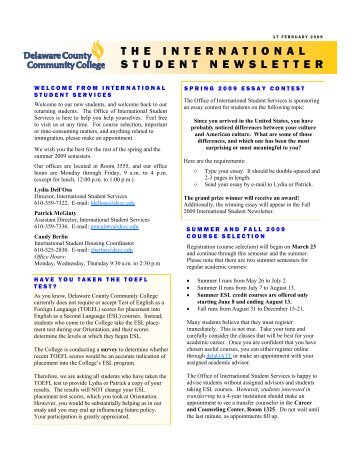 the international student newsletter - Delaware County Community ...