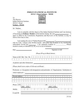 application form - Indian Statistical Institute