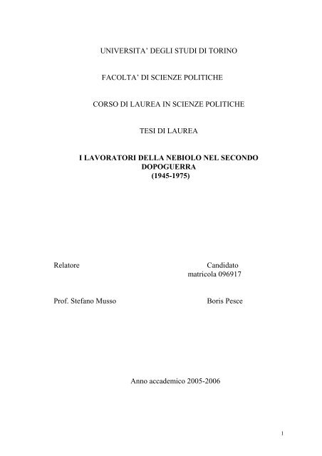 Consulta la tesi completa - Centro on line Storia e Cultura dell ...