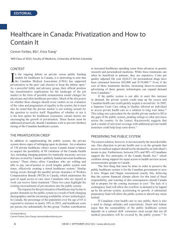Healthcare in Canada: Privatization and How to Contain It