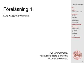 FÃ¶rlÃ¤sning 4, jÏ‰-metoden, filter, Bode-diagram - Uppsala universitet