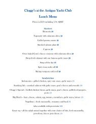 Cloggy's at the Antigua Yacht Club lunch menu - Antigua Nice Ltd.
