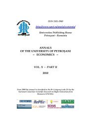 ANNALS OF THE UNIVERSITY OF PETROÅANI ~ ECONOMICS ...