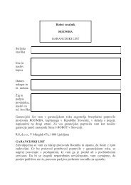 Robot sesalnik ROOMBA GARANCIJSKI LIST Serijska ... - Ralf Gartner
