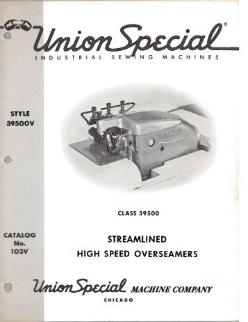 Parts book for Union Special 39500V - Superior Sewing Machine ...