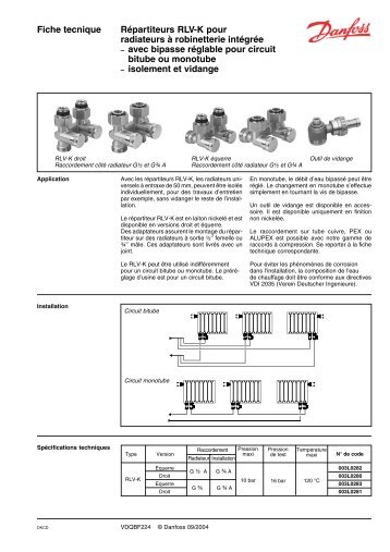 Fiche tecnique RÃ©partiteurs RLV-K pour radiateurs Ã  ... - Danfoss.com