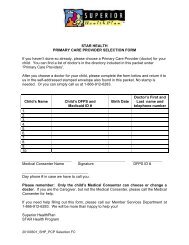 PRIMARY CARE PROVIDER SELECTION FORM