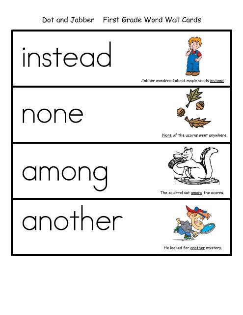Dot and Jabber First Grade Word Wall Cards - Little Book Lane