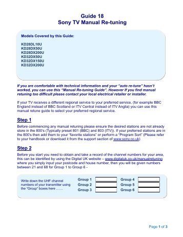 Guide 18 Sony TV Manual Re-tuning