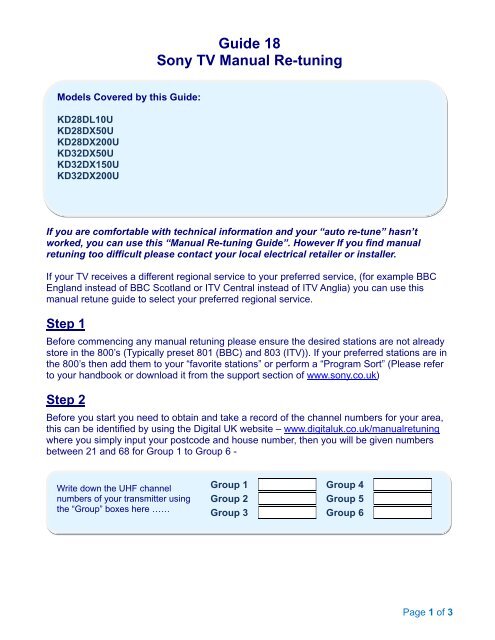 Guide 18 Sony TV Manual Re-tuning