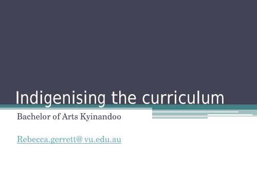Indigenising the curriculum - TLS
