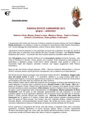 COMUNICATO STAMPA - PadovaCultura - Comune di Padova