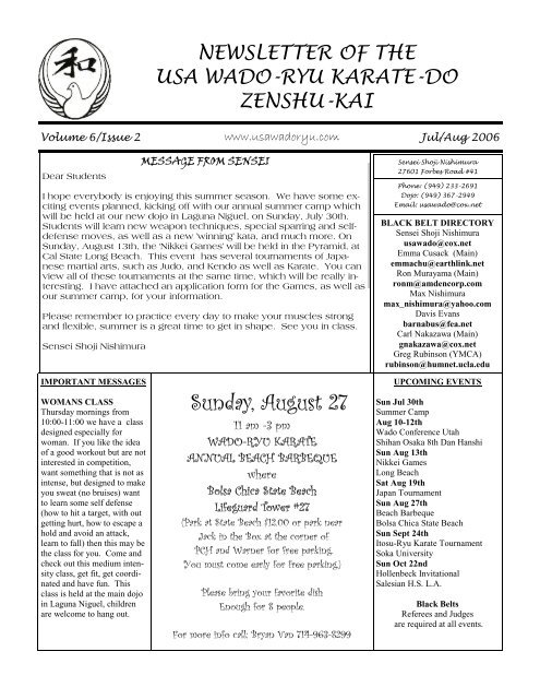 JULY 2006 - USA Wado Ryu Karate-Do