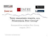 Tatry mountain resorts, a.s. Peer Group Presentation