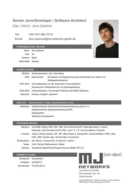 Senior Java-Developer / Software Architect - MJ Network GmbH