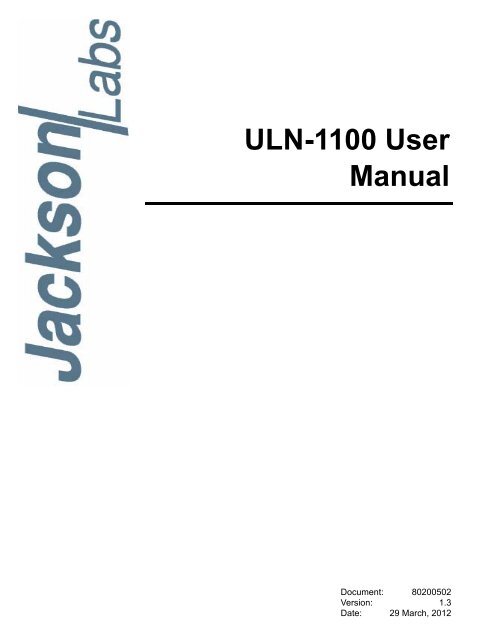 ULN-1100 User Manual - Jackson Labs Technologies, Inc.
