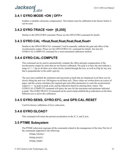 ULN-1100 User Manual - Jackson Labs Technologies, Inc.