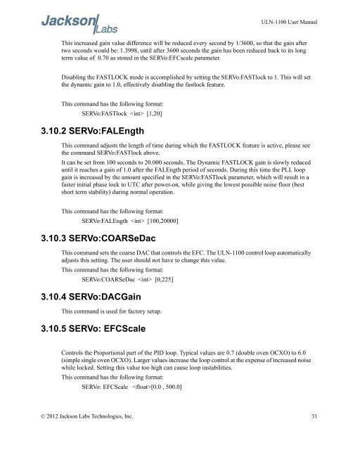 ULN-1100 User Manual - Jackson Labs Technologies, Inc.