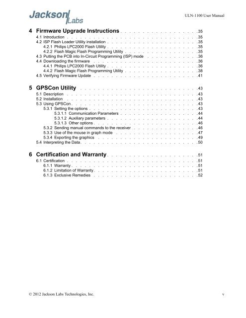 ULN-1100 User Manual - Jackson Labs Technologies, Inc.