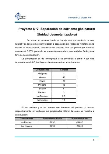Proyecto N°2: Separación de corriente gas natural (Unidad desmetanizadora)