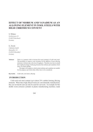 Effect of Niobium and Vanadium as an Alloying Element in Tool Steels