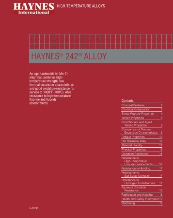 HAYNES® 242™ ALLOY - Haynes International, Inc.