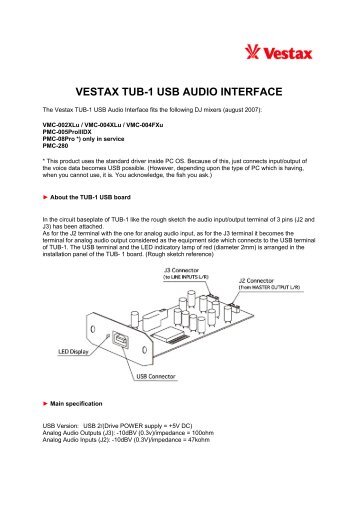 VESTAX TUB-1 USB AUDIO INTERFACE - AudioMaster