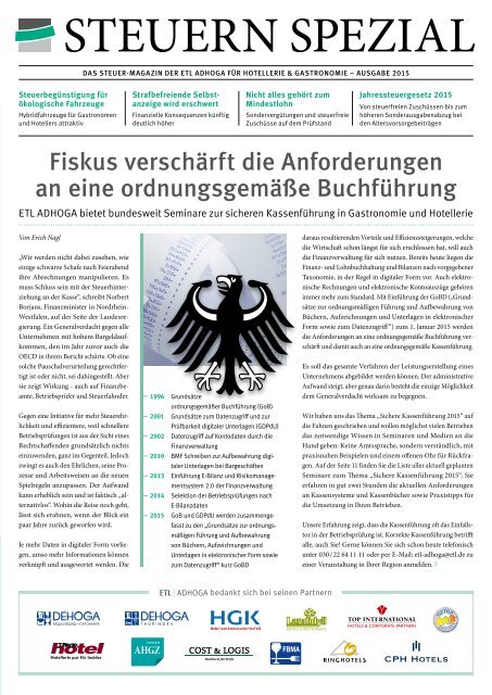 ETL ADHOGA Steuern Spezial - Ausgabe 2015